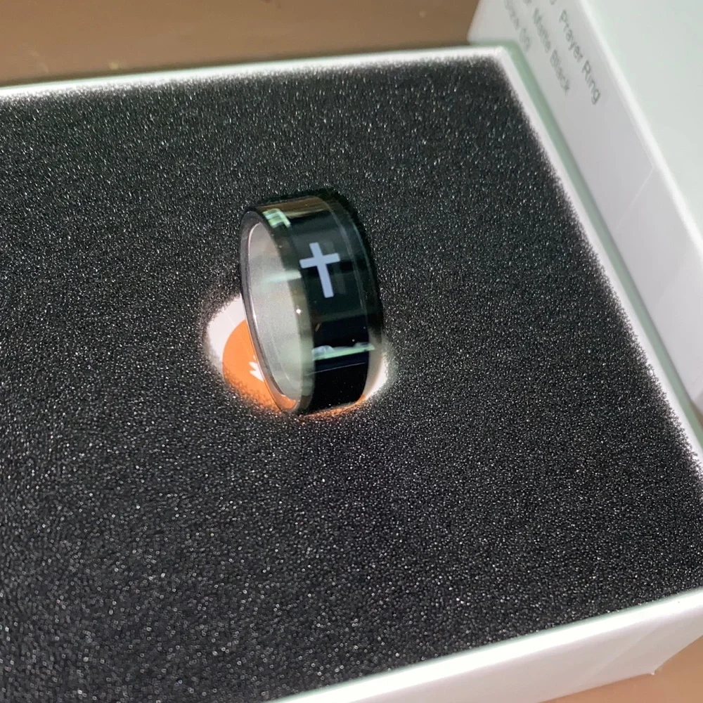 CONFIDEIN Smart Prayer Ring Matte Black Size 9 NWT